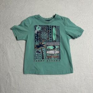 Tommy Bahama Boys 3T T-Shirt Green Tropical Sea Turtle Surfboard Surf Club Tee
